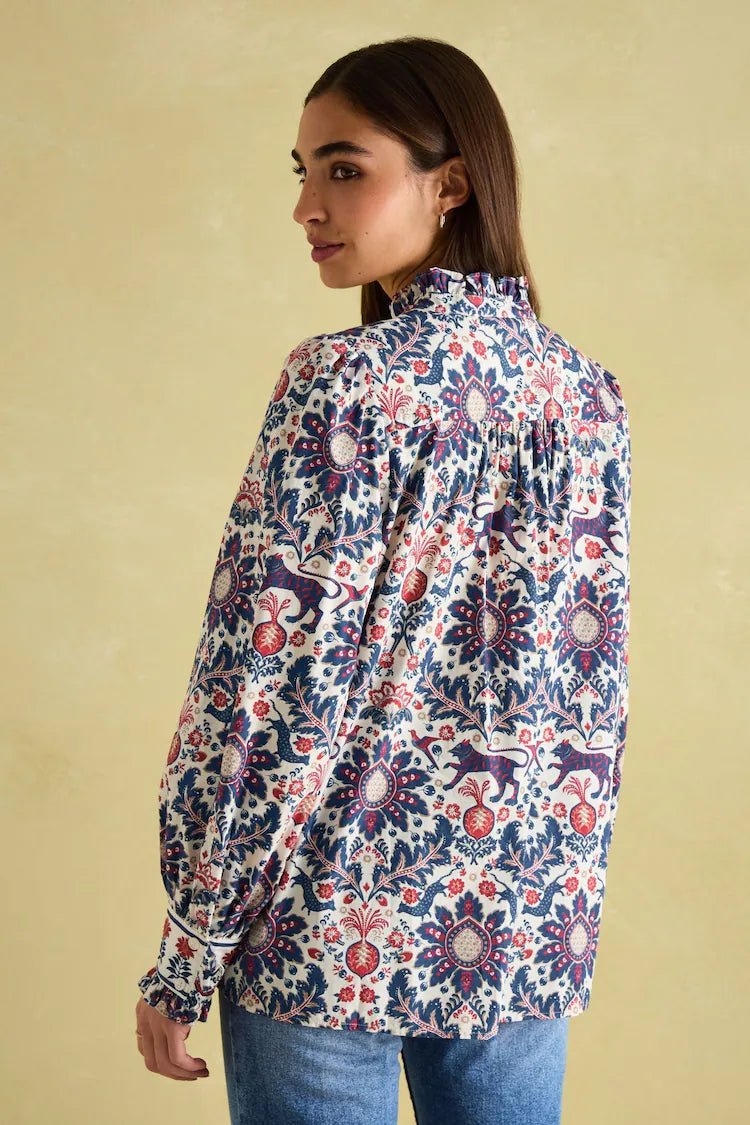 Joules Auretta Multi Frill Neck Blouse
