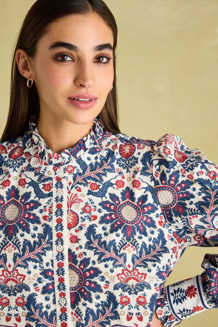 Joules Auretta Multi Frill Neck Blouse